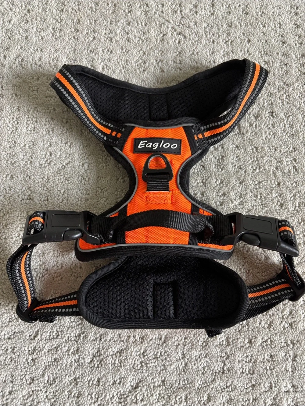 Eagloo Orange & Black Reflective Dog Harness Size Medium